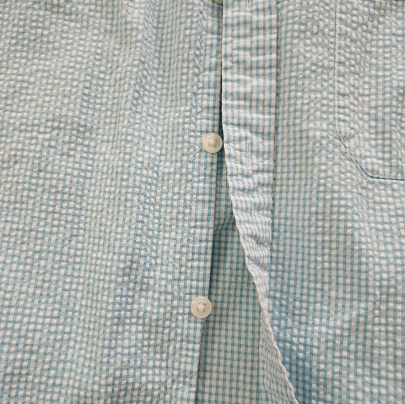 L.L. Bean Men's Blue & White Check Short Sleeve Size L-Reg - Picture 6 of 7